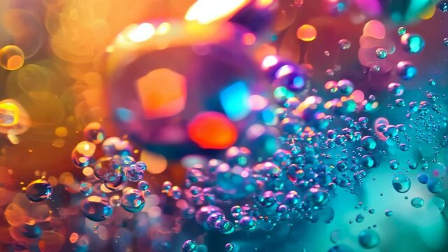 Colorful Bokeh Background with Water Droplets and Bubble Effects