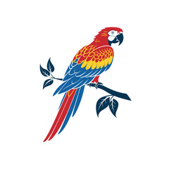 Obraz premium Scarlet Macaw bird silhouette logo vector line art logo design