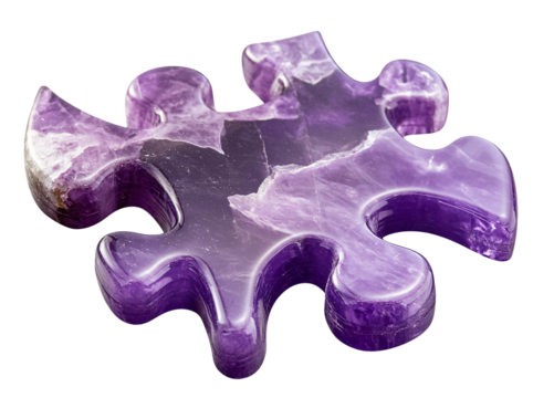 Purple puzzle piece, isolated on a transparent background, PNG