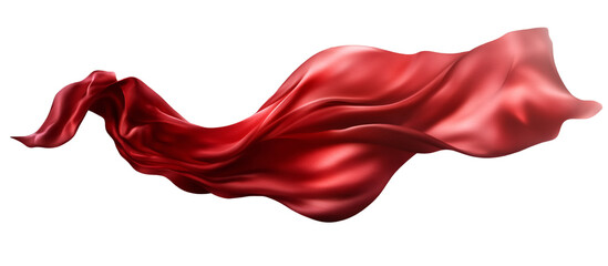 Red silk cloth flying on a transparent background, vector illustration. PNG