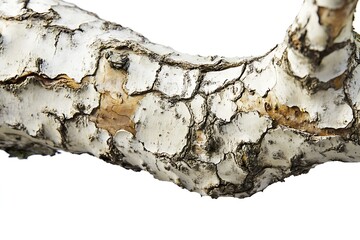 White birch tree isolated on a white background. Close up.