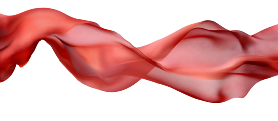 Red silk cloth flying on a transparent background, vector illustration. PNG