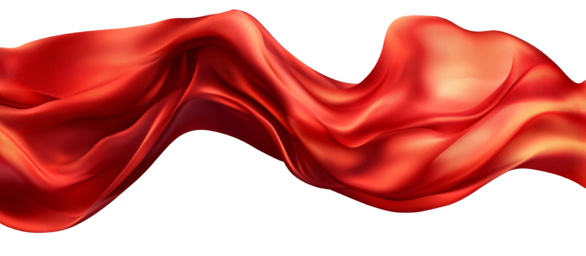 Red silk cloth flying on a transparent background, vector illustration. PNG