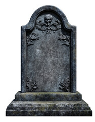 gray granite tombstone, transparent background, PNG