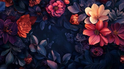 Fototapeta premium Midnight Bloom: A Darkly Romantic Floral Arrangement