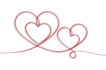 Intertwined Red Heart Lines Isolated on White Background as Transparent. PNG. AI GENERATED