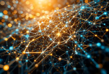 Digital background perfect for tech processes, neural networks, artificial intelligence, data transfer and encryption, digital archives, sound and graphic presentations, science, education, etc