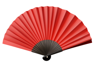 Red paper fan, Chinese New Year elements, transparent background, PNG