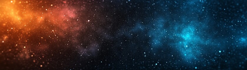 Fototapeta premium A vibrant cosmic scene showcasing a blend of orange and blue hues against a dark starry background, evoking a sense of wonder and the vastness of space.