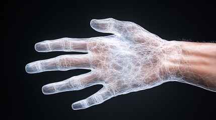 Glowing Point Network Hand Abstract Digital Art