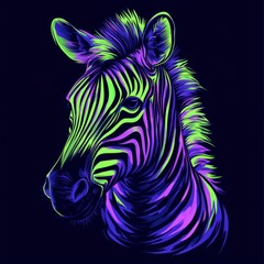 Obraz premium Abstract zebra design with alternating neon red and yellow lines on a black background 