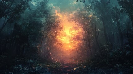 Obraz premium Enchanted Forest Path: A Mystical Journey Through Nature's Embrace