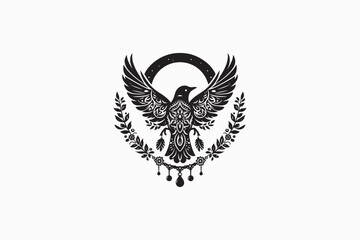 A Choker Bird vector silhouette black and white image. 