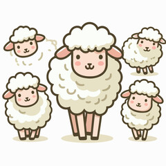 set of sheep cartoon