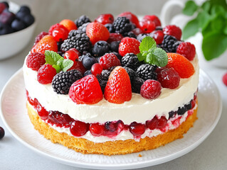 Delicious Berry Cake with Fresh Berries