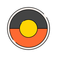 Aboriginal Flag Flat design style, circular flag with black, red, and yellow, symbolizing Indigenous Australians, ideal for cultural projects, history visuals, and awareness campaigns.