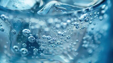 Ice-cold fizzy drink with condensation droplets.