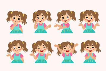 Cheerful Girl with Pigtails