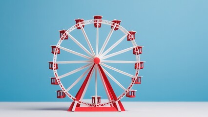 Obraz premium a vibrant and playful representation of a ferris wheel against a bright blue background