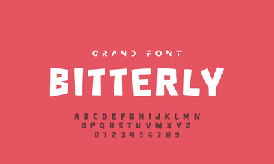 Kids style colorful font design, playful childish alphabet, letters and numbers