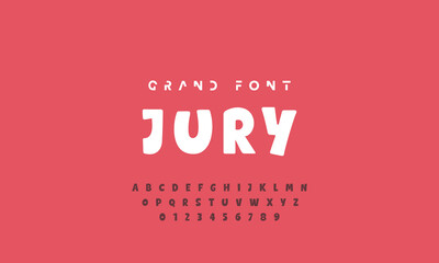 Kids style colorful font design, playful childish alphabet, letters and numbers