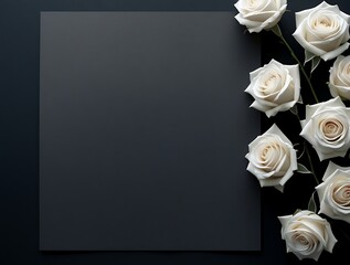 White Roses Flowers on Dark Background – Funeral Condolence and Sympathy Card