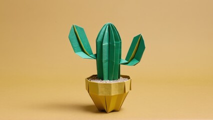  a whimsical origami cactus bringing a splash of color to any space