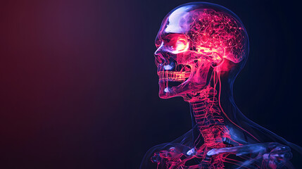 A skull with a brain inside of it