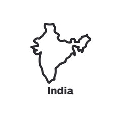 A black and white drawing of the map of India