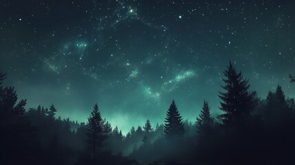 Fototapeta premium Enchanted Forest Under a Starry Night