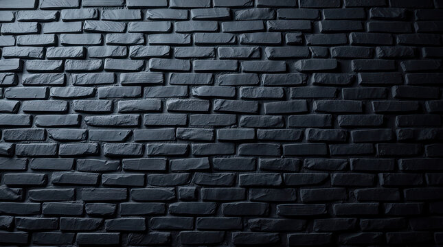 texture or background image of a black brick wall showcasing its pattern.
