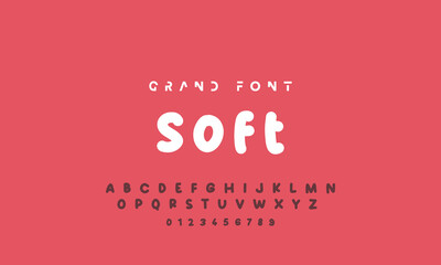 Vector of modern comical font and alphabet. Playful style font design, colorful childish alphabet, letters and numbers vector illustration