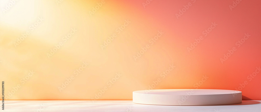 Poster Minimal background with soft gradient and round platform for product display