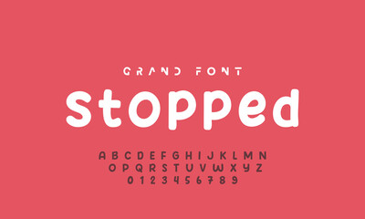 Vector of modern comical font and alphabet. Playful style font design, colorful childish alphabet, letters and numbers vector illustration