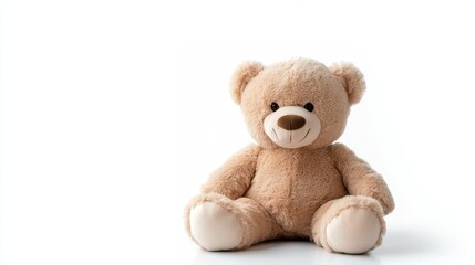 Obraz premium Teddy Bear Sitting; White Background; Studio Shot