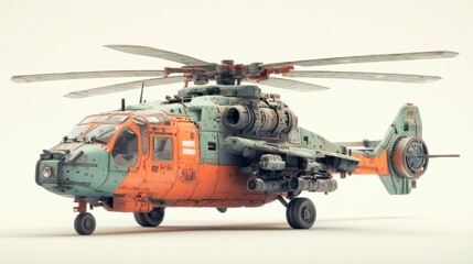 Fototapeta premium High Detail 3D Render of a Toy Helicopter with Precise Features