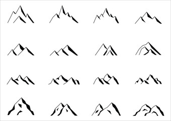 Fototapeta premium Mountain Pictogram outline vector illustration for adventure and travel graphic design concept.