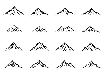 Mountain icon vector illustration black color for travel and hiking graphic design concept.