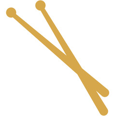 The image shows a pair of crossed knitting needles in a golden color. These tools are essential for knitting, a popular craft and hobby that involves creating fabric from yarn. The simplicity and eleg