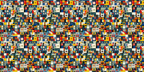 Fototapeta premium Vibrant geometric abstract art with bold colors and patterns