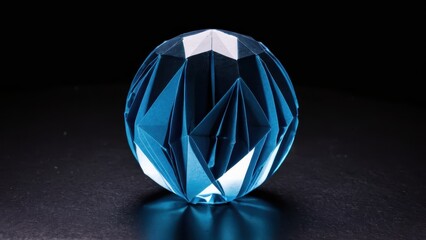 Fototapeta premium a stunning blue origami sphere with intricate geometric patterns