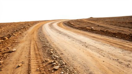 Winding Dirt Road – Isolated on White Background as Transparent. PNG. AI GENERATED