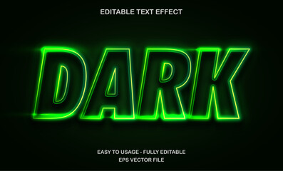 Dark text effect, green neon light futuristic text style