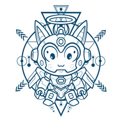 Vector Angelic Cat with Sacred Geometry Element