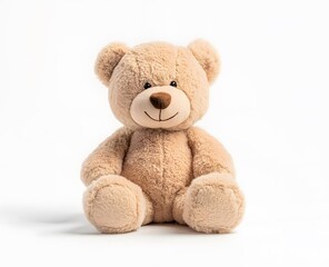 Obraz premium A Tan Teddy Bear Sits Against A White Background