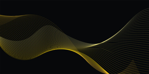 Abstract golden shiny moving wave lines design element for banner design. Abstract futuristic technology wave glowing lines background