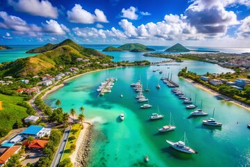 Aerial View of Jolly Harbour, Antigua and Barbuda: Luxury Resort and Marina