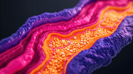 Statin Cholesterol Reduction. Colorful abstract representation of a biological structure or cell.