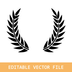 laurel wreath, Black circular laurel olive branches greek wreath vector illustration, A winner award of olive, stars of victory symbol,