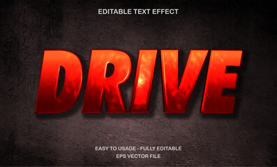 Drive text effect, futuristic fire movie title style